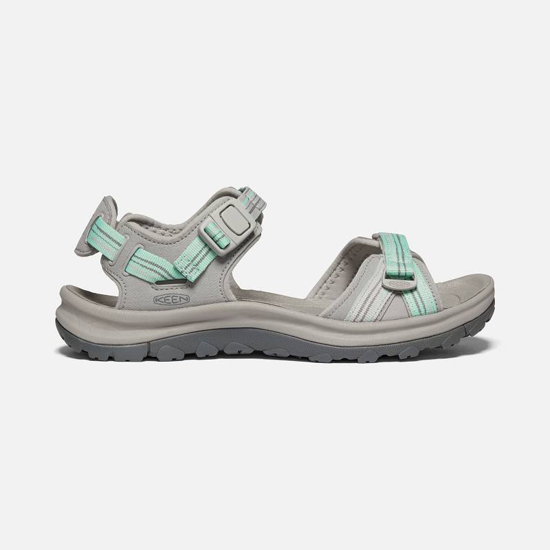 Keen Terradora II Trekkingsandalen Damen DE-18543 Light Gray/Ocean Wave - Keen Damenschuhe Grau